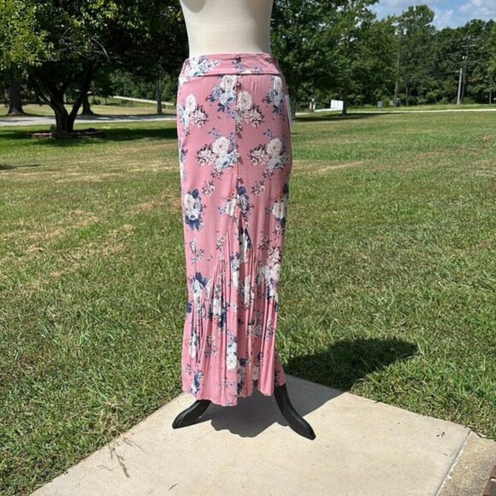 Floral ruffle maxi skirt